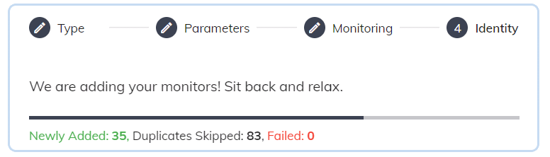 Bulk monitor import progress