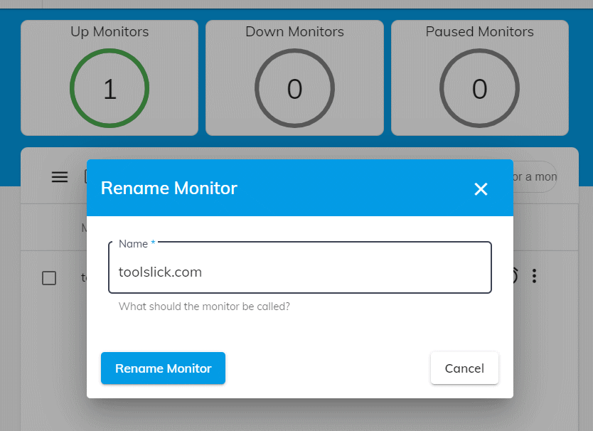 Rename monitor dialog