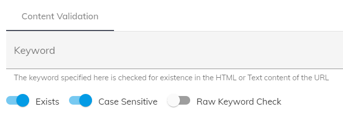 Keyword monitor settings